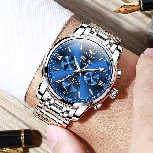 Vista 50 de OLEVS Relojes automáticos para hombre, esqueleto mecánico, de lujo, a la moda, reloj de pulsera luminoso impermeable
