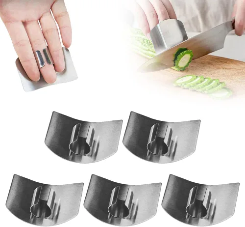 Vista 3 de Protector de dedos de acero inoxidable, protector de dedos multifuncional para cortar alimentos, protector para evitar daños al cortar y cortar
