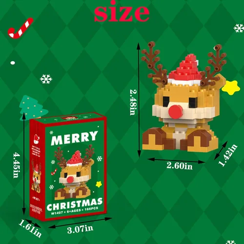 Vista 3 de Juego de microbloques de construcción de reno de Navidad compatible con el calendario de Adviento de Navidad Lego 2026, apilables, juguetes nuevos