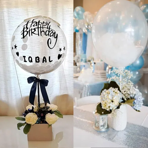 Vista 5 de Juego de 15 soportes para palos de globos, copa de globo con poste de globo y soporte de mesa de escritorio para boda, cumpleaños, baby shower