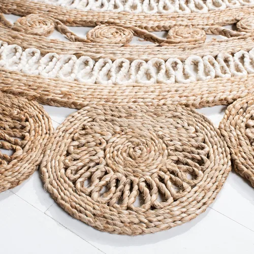 Vista 4 de SAFAVIEH Natural Fiber Round Collection NF160B - Alfombra redonda de yute de 3 pies, hecha a mano, estilo bohemio y con encanto