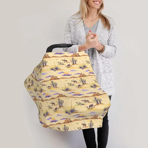 Vista 2 de Lindas fundas de asiento de automóvil del oeste para bebé, cubierta multiusos para asiento de automóvil de lactancia materna, funda de cochecito