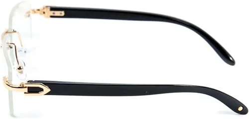 Vista 4 de Gafas de sol retro pequeñas sin montura transparente con montura dorada, estilo hip hop, rectangulares, para hombres y mujeres, sin marco