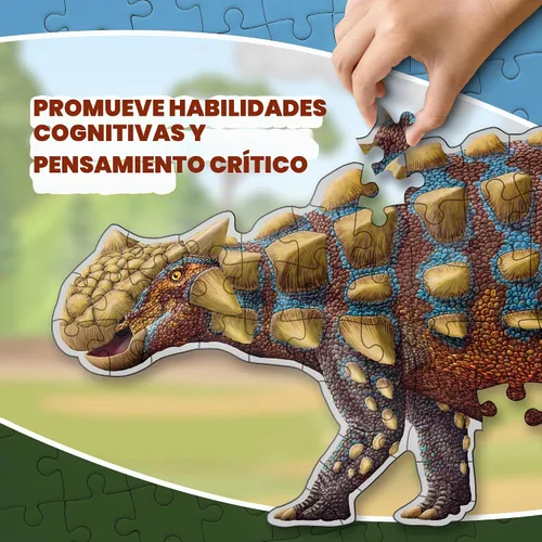 Vista 7 de Ankylosaurus - Rompecabezas de dinosaurio Rompecabezas de piso de doble cara de 100 piezas con esqueleto que brilla en la oscuridad en el otro