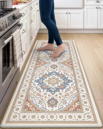 Vista 37 de DEXI Alfombrillas de cocina acolchadas antifatiga, 24 x 87 pulgadas, color Beige claro
