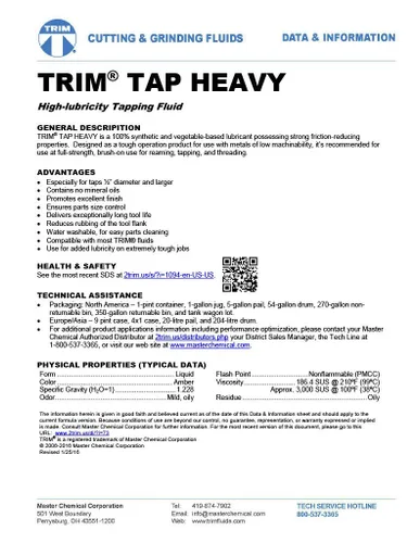 Vista 3 de TRIM Fluidos de corte y molienda TAPHVY/1 TAP Heavy Fluido de alta lubricidad para roscado, jarra de 1 gal