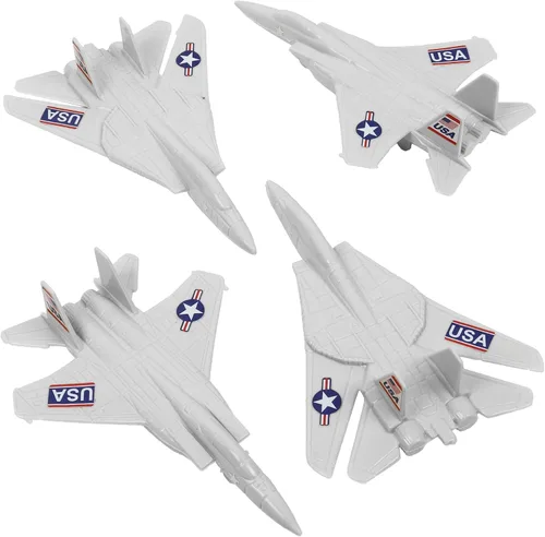 Vista 9 de TimMee Aviones de combate de plástico para hombres del ejército: 4 aviones negros – fabricados en EE. UU