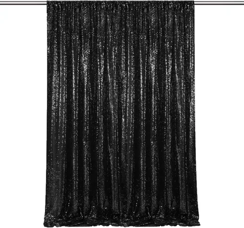 Vista 66 de Cortinas de fondo de lentejuelas con purpurina azul bebé, 2 piezas de 2 x 8 pies, telón de fondo de fiesta de baby shower para niños, hermosas