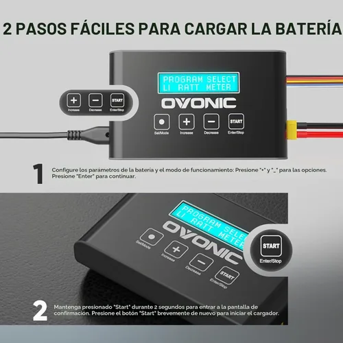 Vista 5 de OVONIC Mate1 100W 10A Smart RC Balance Charger XT60, compatible con 2S-6S LiPo/Life/LiHv, 4-18S NiMH (versión mejorada, sin tabla de equilibrio)