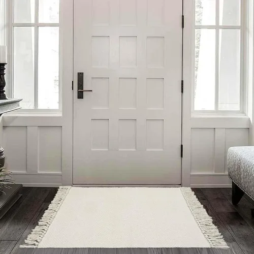 Vista 33 de Collive Alfombra de Baño Negra, 2' x 3' Tejida a Mano Lavable Alfombras Pequeñas de Cocina, Alfombra de Entrada Reversible de Algodón Alfombra