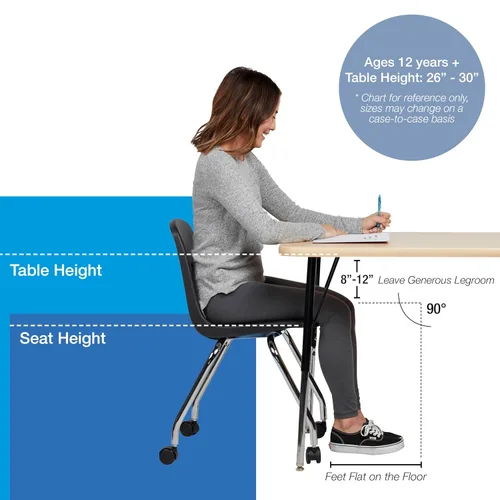 Vista 6 de FDP - Silla escolar móvil de 18 pulgadas con ruedas para niños, adolescentes y adultos, asiento ergonómico para aprendizaje en casa, aula u oficina