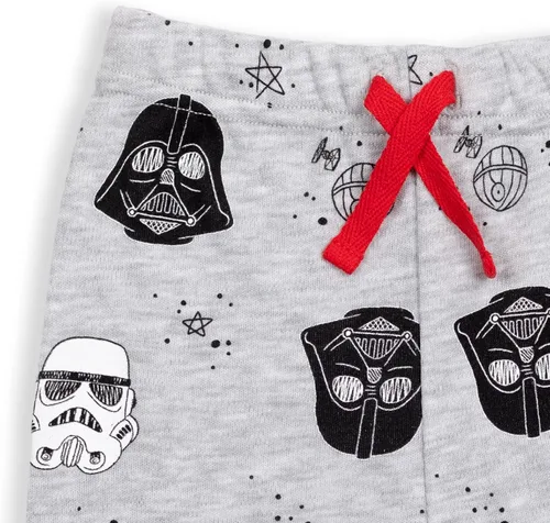 Vista 6 de STAR WARS Darth Vader Stormtrooper C-3PO Chewbacca R2-D2 Baby Yoda Paquete de 2 pantalones deportivos para recién nacidos a bebés, Plateado