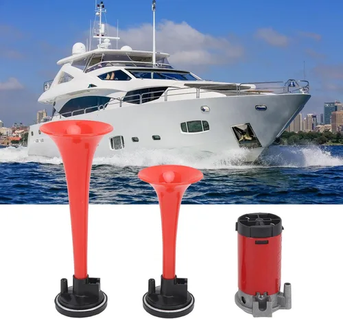 Vista 3 de Juego de bocinas de aire, kit de bocina de aire dual de 12 V 20 A, bocina de aire de 120 db con compresor para camión, tren, barco