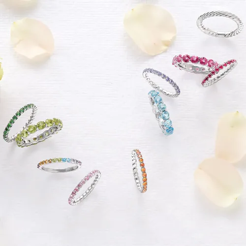 Vista 5 de Ross-Simons Anillo de eternidad con piedras preciosas en plata de ley, Gema, Topacio