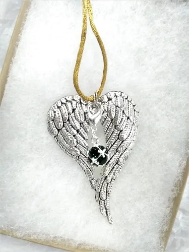 Vista 3 de May Birthstone Angel Wings Memorial Ornament Car Hanger Keepsake
