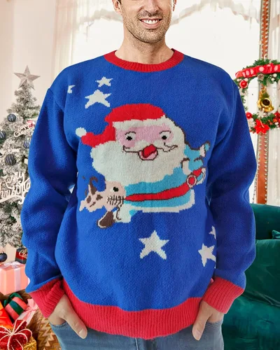 Vista 2 de Suéteres de Navidad sin botones coordinados Ugly Couple para mujeres y hombres de primera calidad de alta densidad elásticos suaves no causan comezón
