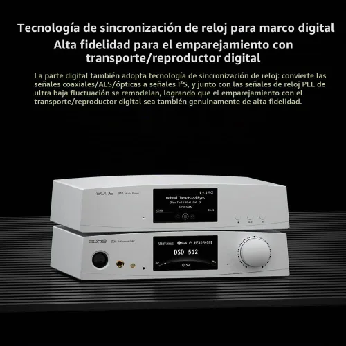 Vista 4 de aune S9c Pro DAC con amplificador de auriculares, entrada de reloj de 10 MHz, 32 bits/768 kHz/DSD512/MQA, chip de doble DAC, conector 6.35/XLR/4.4