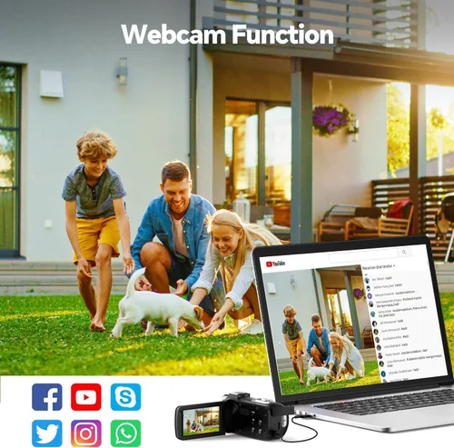 Vista 9 de Videocámara Cámara de video 4K Cámara digital para vlogging 42MP 3 "Pantalla de rotación de 270° 18X Zoom Digital Cam Corder para YouTube con 2