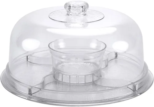 Vista 8 de Soporte de pastel con cubierta de cúpula, uso multipropósito 6 en 1, soporte de pastel con tapa, fuente para servir, tazón para ponche, fuente
