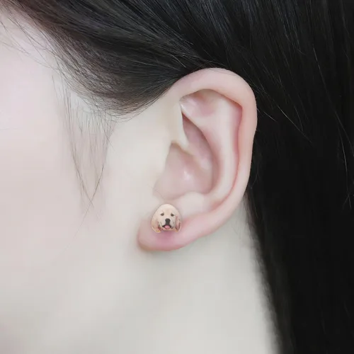 Vista 3 de Pendientes de perrito con diseño de perrito de Labrador dorado de la colección Ginger Lyne.
