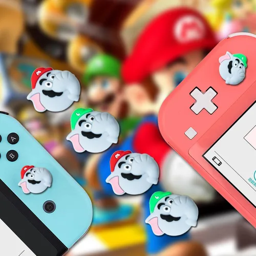 Vista 6 de PERFECTSIGHT Elephant Switch Thumb Grip Caps Compatible with Nintendo Switch OLEDSwitch Lite, 3D Skin Silicone Analog Stick Button Cover for NS