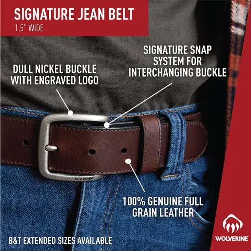 Vista 4 de Wolverine Men's Full Grain Leather Workwear Heavy Duty Durable Everyday Classic Casual Metal Buckle