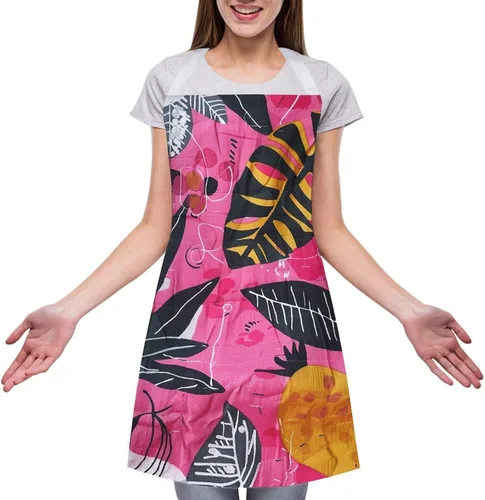 Vista 3 de MUSM Apron for Adults - 27.6 X 31.5 Inch, Heavy-Duty Polyester Aprons with Two Large Pockets, Waterproof Peach Line Style Kitchen Apron for Cooking