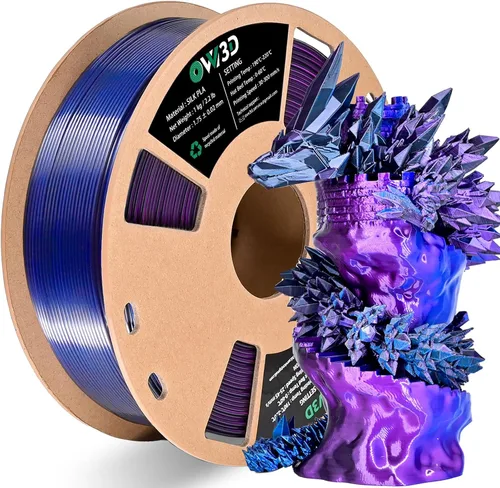 Vista 26 de OVV3D - Filamento PLA para impresora 3D de 8.82 oz x 4 bobinas, PLA Transparente Pla Multicolor