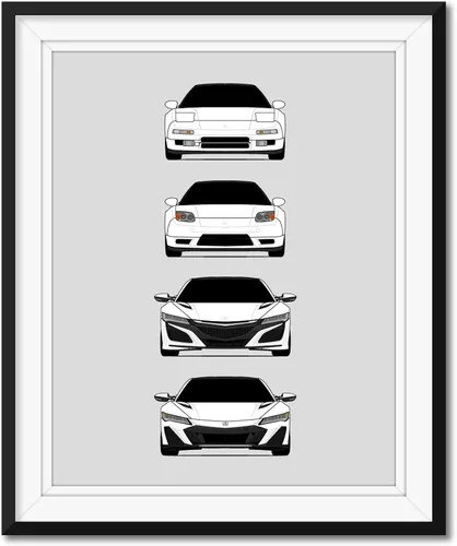 Vista 8 de Custom Car Posters Póster hecho a mano compatible con Acura (perfil lateral), decoración de lo mejor de las generaciones de Acura, historia 10C.