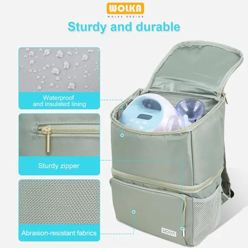 Vista 10 de Wolka Bolsa de extractor de leche con compartimentos aislados,Mochila enfriadora de leche materna para Spectra S1,S2 Medela