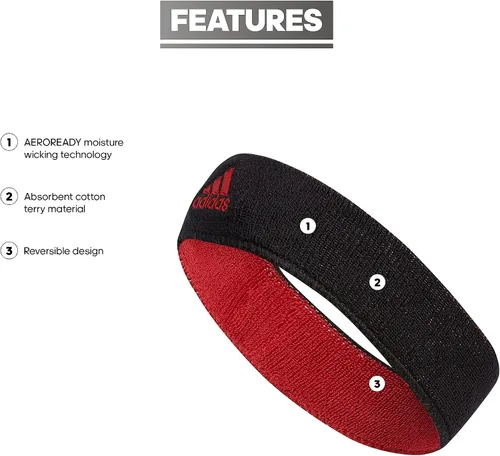 Vista 2 de adidas Unisex-Adult Interval Reversible Terricloth Elastic Headband