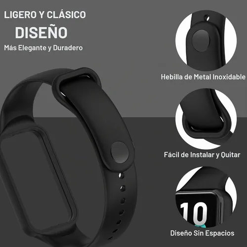 Vista 2 de 4PACKS Watch Bands Compatible with Amazfit Band 7 Strap,Silicone Metal Buckle Adjustable Wristband Bracelet Sport Strap for Replacement 10 colores.