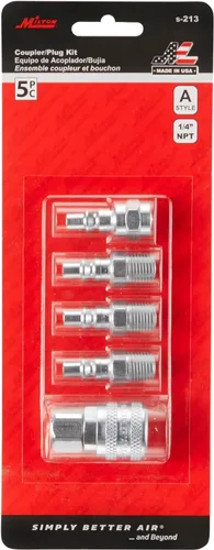 Vista 5 de Milton S-213 1/4" NPT A Style Acoplador y enchufe Kit – 5 piezas