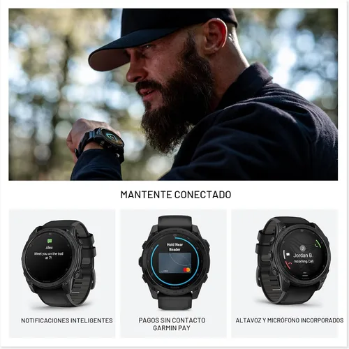 Vista 4 de Garmin tactix® 8 47mm, pantalla AMOLED, reloj inteligente táctico GPS premium, incluye Applied Ballistics Ultralight™ Solver