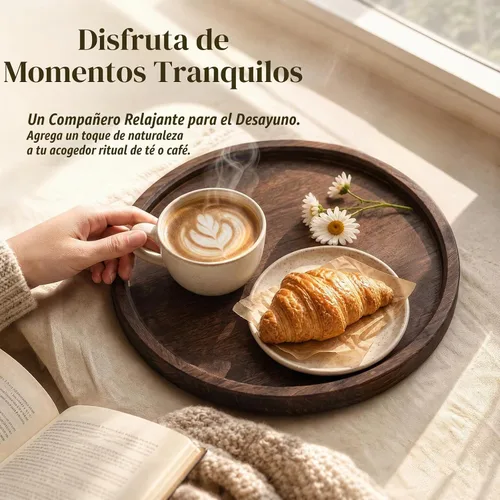 Vista 5 de DomeStar Bandeja rústica de madera maciza marrón de 12 pulgadas