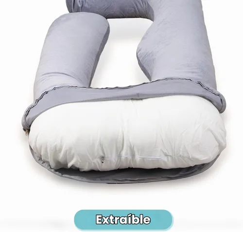 Vista 5 de Funda de repuesto para almohada de embarazo compatible con almohadas Momcozy, extraíble y lavable, funda de almohada suave en forma de U, protector