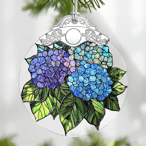 Vista 20 de Adorno de Vidrio Manchado de Puesta de Sol en la Playa, Adorno Navideño – Decoración de Árbol de Navidad, Decoración Festiva, Relleno de Calceti
