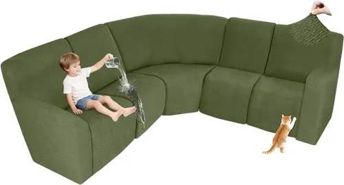 Vista 34 de ALIECOM Fundas 100% impermeables para sofá seccional reclinable, forma de L, elásticas, para esquina, funda para sofá seccional reclinable, lavable
