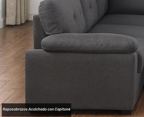 Vista 7 de Alexent Sofá cama seccional con cama extraíble en forma de U con tela de diván de almacenamiento, moderno de 6 plazas, gris oscuro