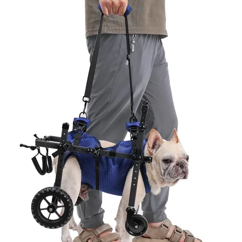 Vista 7 de ETIAL Carrito de silla de ruedas ajustable de 4 ruedas para perros discapacitados y mayores, arnés de elevación con 4 modos de uso, soporte