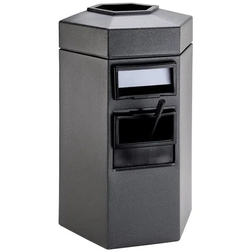Vista 13 de Contenedor de basura negro de 28 galones con dispensador de toallas, escobilla de goma y estación de lavado de parabrisas, cubo de basura, papelera
