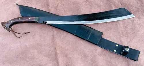 Vista 6 de EGKH-20 pulgadas golok Parang Machete Cuchillo hecho a mano, hoja de machete, aceite de equilibrio de resorte, multifunción, trabajo real, hecho a