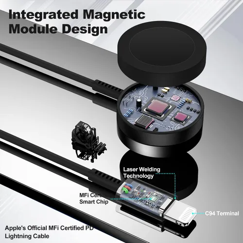 Vista 2 de Cable de carga USB C mejorado para Apple Watch, [certificado Apple MFi], cable de carga magnético para iWatch de 6 pies, cable de carga tipo C 2