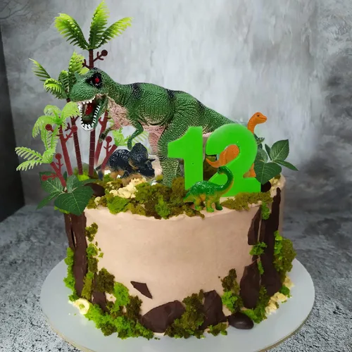 Vista 7 de 26 PCS Adornos para Tartas de Dinosaurio con Huevos de Dinosaurio, Hojas, Árboles, Decoraciones de Pastel para Cumpleaños, Temática de Dinosaurios