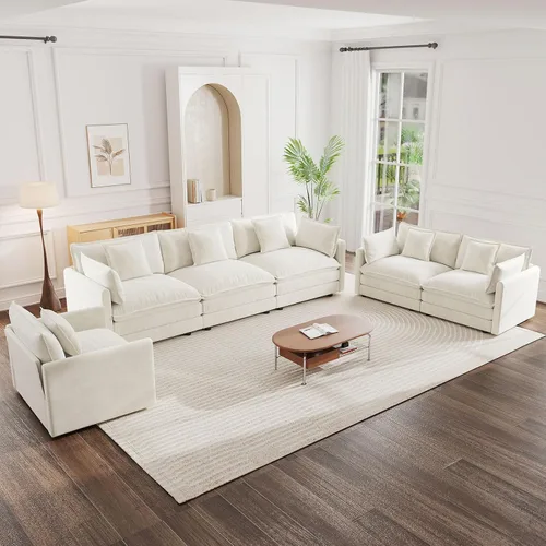 Vista 84 de 76.7" Cloud Couch for Living Room, Deep Seat Loveseat Sofa, Beige Breathable Chenille, 2-Seats Couch for Apartment Small Spaces, Pocket Spring