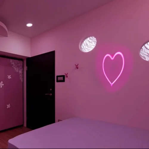 Vista 8 de YouOKLight Letrero de neón de corazón, luces de neón para decoración de pared de dormitorio, letrero de neón rosa, luz LED de corazón con USB