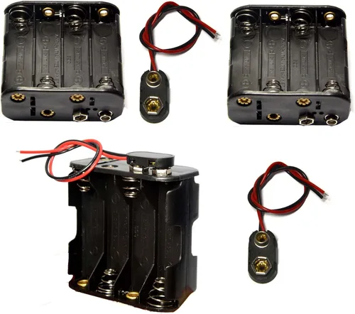 Vista 4 de 3 piezas 2 x 1.5 V (3 V) AA soporte de batería con 3 piezas 9V I tipo Snap conector carcasa de plástico dos capas caja de batería
