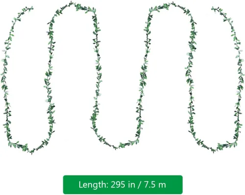 Vista 6 de BESPORTBLE Guirnalda artificial de imitación follaje hojas verdes corona vid para Navidad, boda, fiesta, ceremonia, DIY, 295.3 in/295 pulgadas