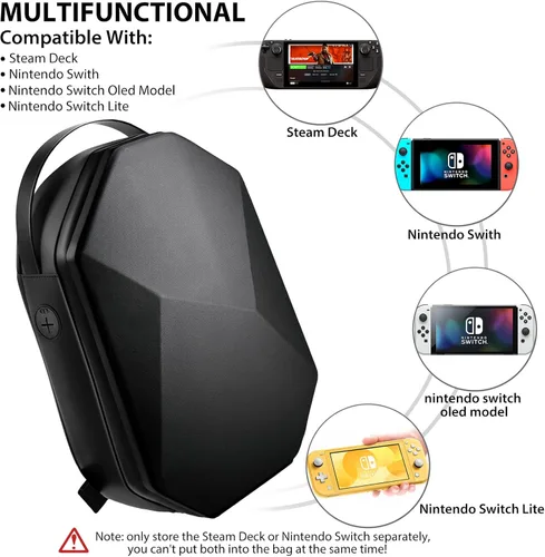 Vista 2 de ANNAPRO Funda de transporte para Steam DeckNintendo Switch, funda de diseño 3D compatible con estación de acoplamiento de cubierta de vapor