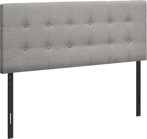 Vista 6 de Monarch Specialties I 6004F Cama de cabecero, tamaño matrimonial, dormitorio, tapizada, aspecto de lino, beige, de transición
